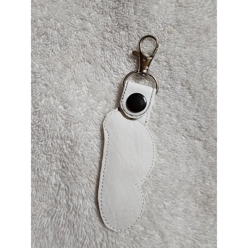 Letter J Keychain Embroidered Initial Bag‎ Charm Purse Charm White